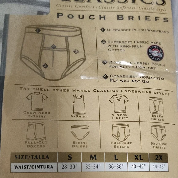 Vintage 2001 Hanes Classics White Pouch Briefs Sz XL 3 Pack - Picture 6 of 9
